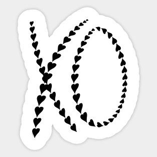 XO Modern Hearts Hugs & Kisses Sticker